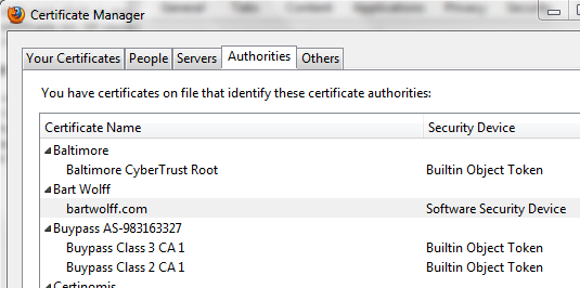 Import root CA certificate